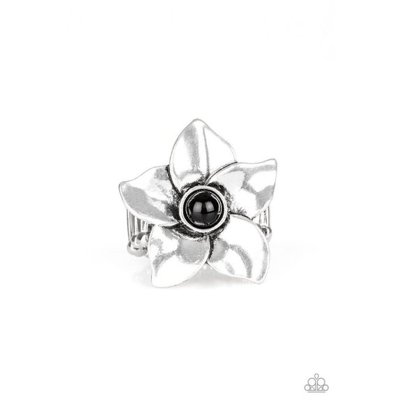 Ask For Flowers - Black Stretchy Ring - Picture 2 of 2